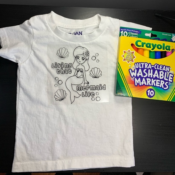 Kid’s Coloring Shirt with Markers - Multiple Designs Available! - Picture 8 of 16